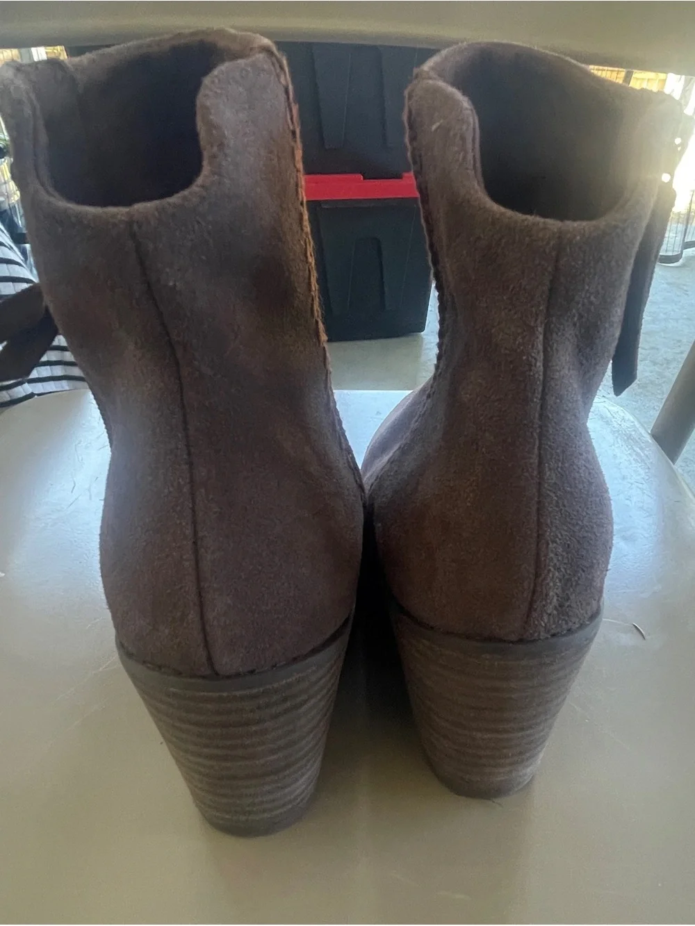 Toms Brown Suede Wedge Ankle Boots with Side Zip 8